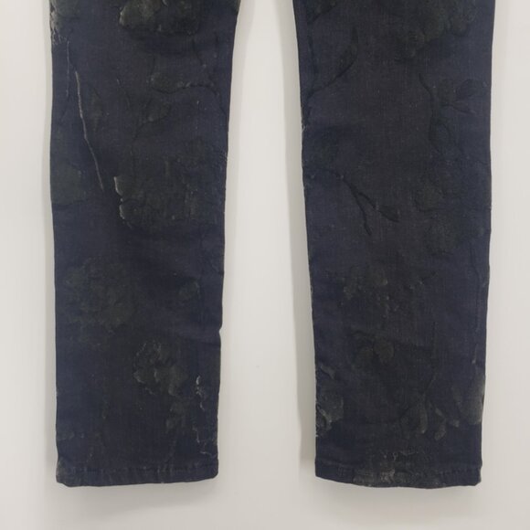 Joseph Ribkoff Floral Flocked Velvet Jeans 10 Slim Fit High Rise Waist‎ Ankle - Picture 8 of 10